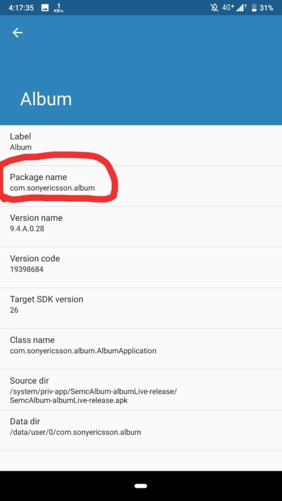 pkg name